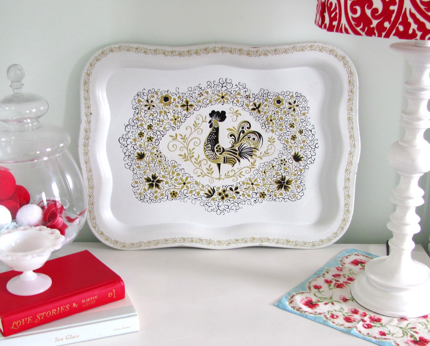 Funky Vintage Black, White, and Gold Rooster Tray il fullxfull 2141711131 Favorite Vintage Finds of the Week May 21st