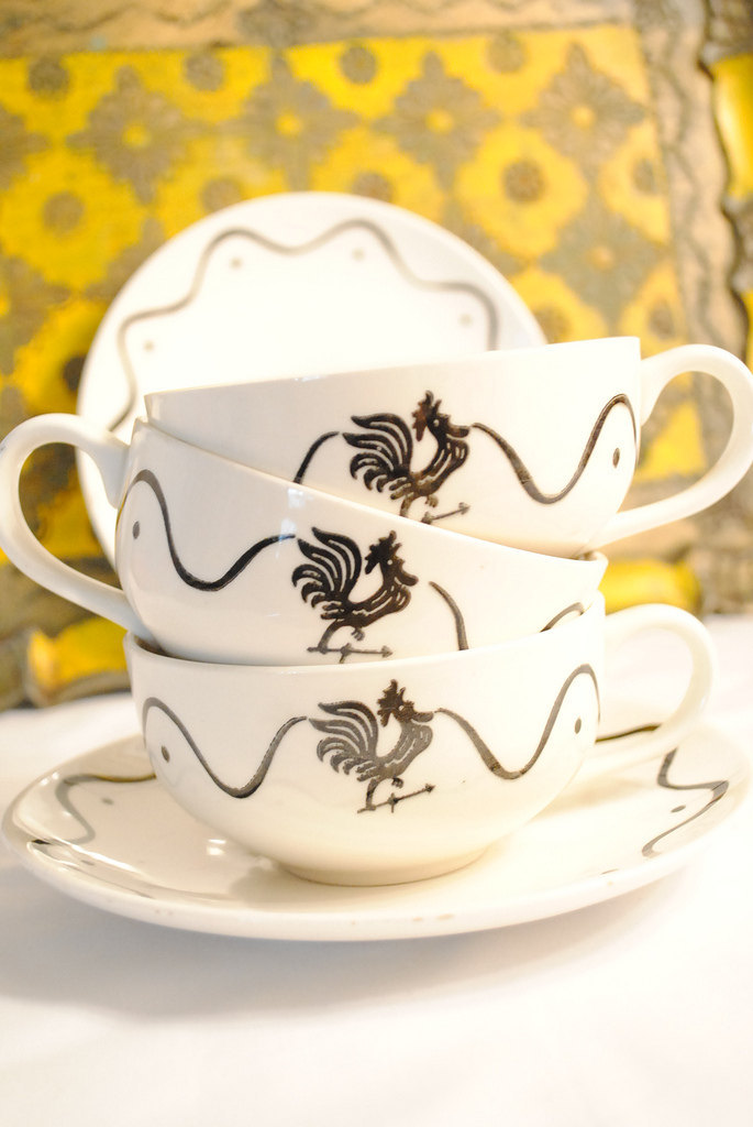Crowing Rooster Teacups and Saucers - Retro 50's set of 3 il fullxfull 288562185 Favorite Vintage Finds of the Week May 21st