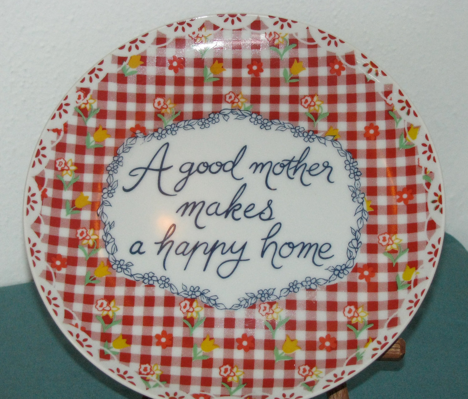 Vintage Red Gingham Mother Motto Plate il fullxfull 3252417911 Vintage Finds of the Week May 7th