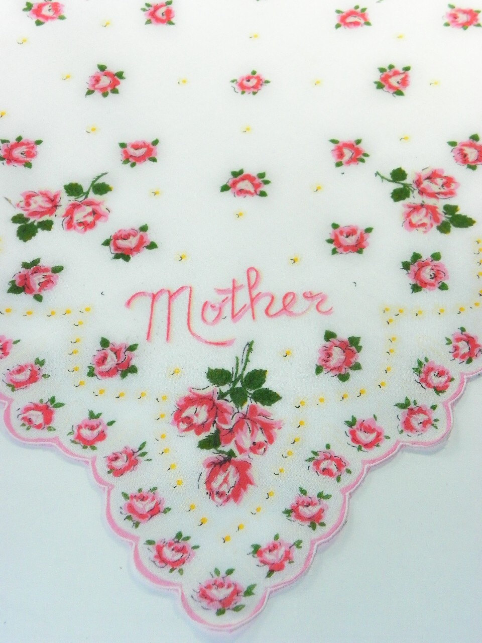 Vintage Mother Pink Roses Hanky Scalloped Edge Handkerchief il fullxfull 3334988871 Vintage Finds of the Week May 7th