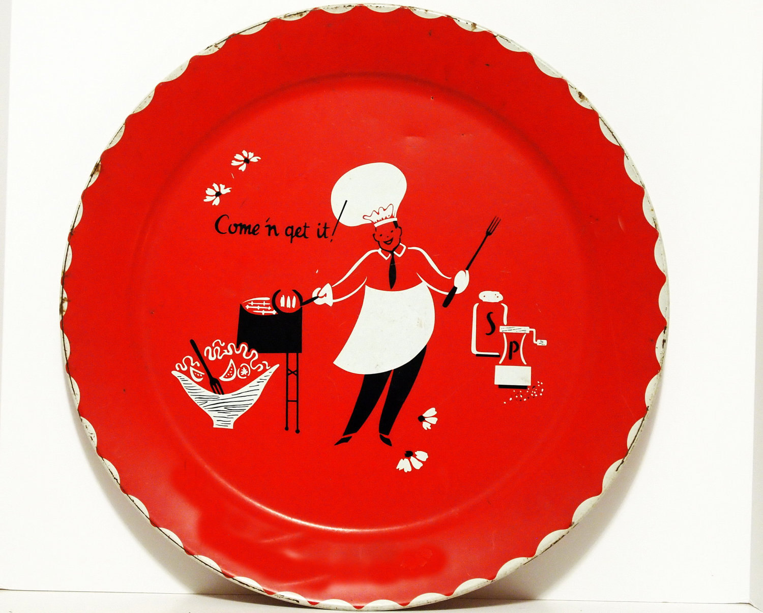 Vintage Giant Mid Century Red Metal Serving Tray - Memorial Day Barbeque il fullxfull 340615686 Favorite Vintage Finds of the Week Memorial Day