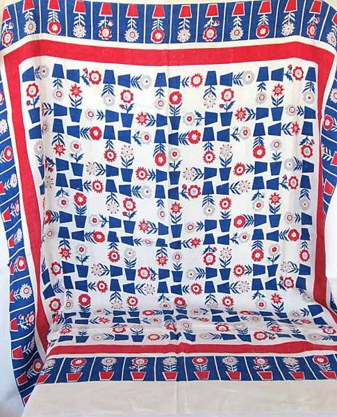 Vintage 1950's Linen Table Cloth, Flowers in Pots, Red, White and Blue il fullxfull 312050407 485x600 Favorite Vintage Finds of the Week September 3rd