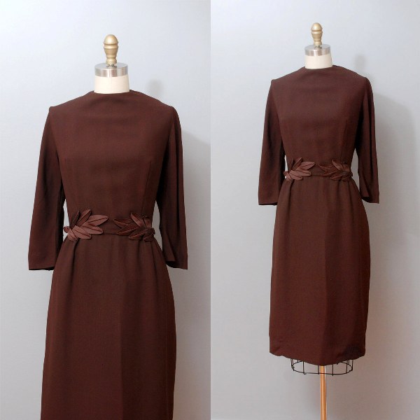 1950s Dress - Espresso Brown Fleur Cocktail Dress il fullxfull 379921297 gg3m 600x600 Favorite Vintage Finds of the Week October 1st