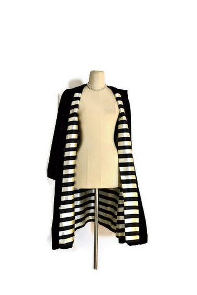 Vintage Black Velvet Evening Coat w/ Graphic Black & White Striped Satin Lining // Rhinestone Buttons // 1950's - 1960's il fullxfull 365218335 400x600 Favorite Vintage Finds of the Week October 22nd