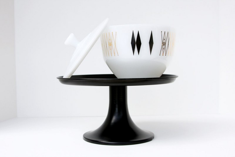Mid Century Modern Federal Bowl with Lid // Black and Gold Diamond // Milk Glass il fullxfull 365762664 t02k 800x534 Favorite Vintage Finds of the Week October 22nd