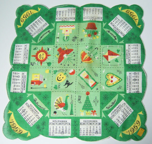 Vintage 1959 Calendar Hankie il fullxfull.251428466 Favorite Vintage Finds of the Week December 31st