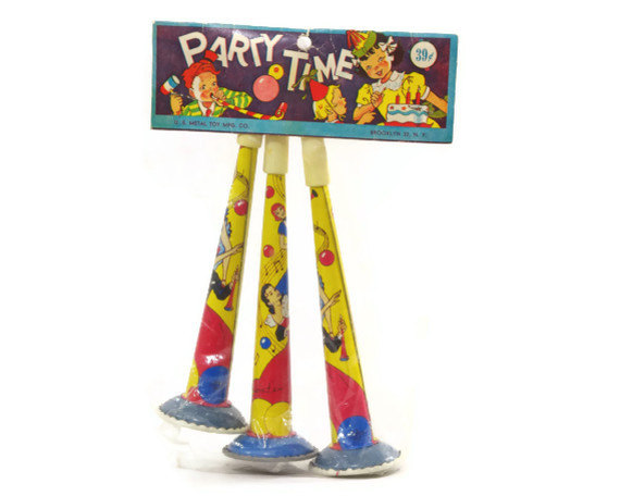 Vintage Tin Noisemakers, Party Horns il fullxfull.410307077 ony8 Favorite Vintage Finds of the Week December 31st