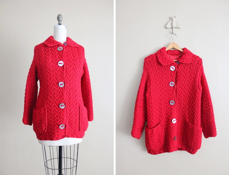 SALE - 1950s knit coat / heavy red sweater / vintage sweater coat il fullxfull.395519646 3jyg 784x600 Favorite Vintage Finds of the Week January 14th