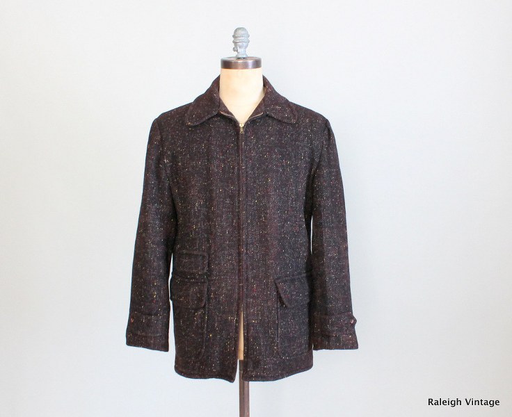 Vintage 1950s MENS Coat : 50s Tweed Insulated Windward Coat il fullxfull.405795530 q9tr 736x600 Favorite Vintage Finds of the Week January 14th