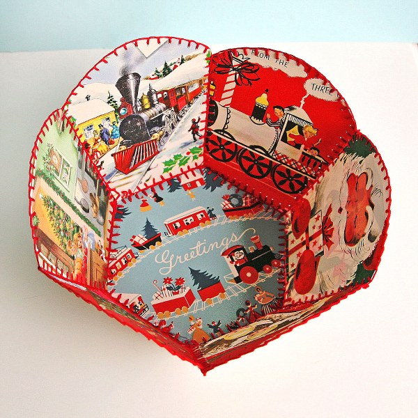 DIY Vintage Christmas Card Bowl - My So Called Crafty Life