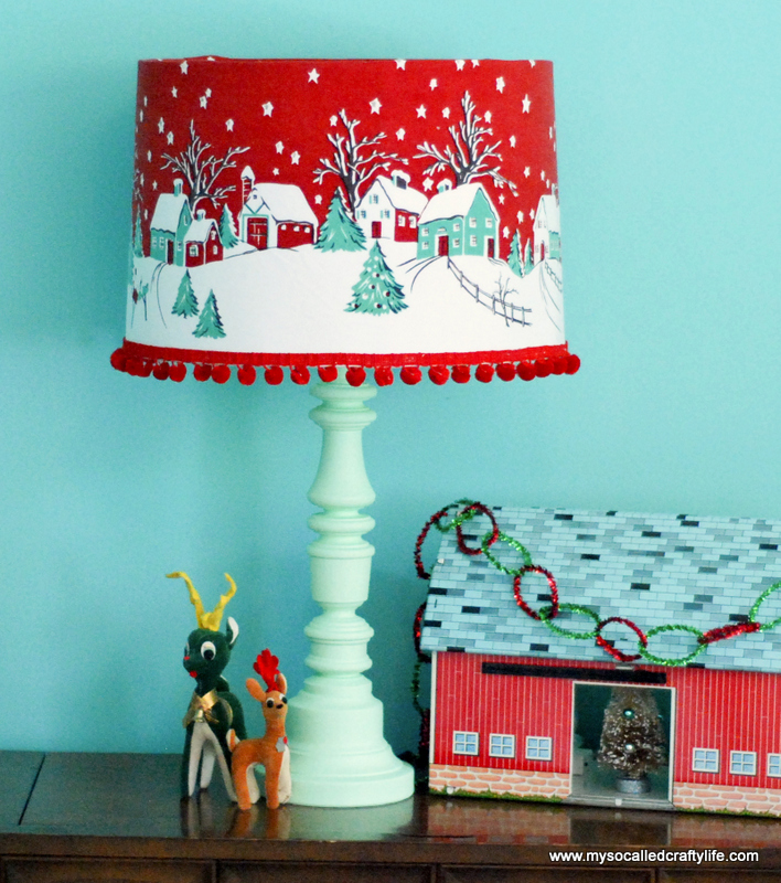DIY Vintage Tablecloth Covered Christmas Lampshade My So Called